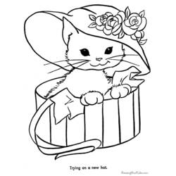 着色页: 猫 (动物) #1807 - 免费可打印着色页