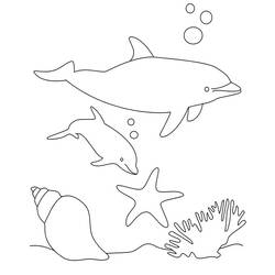 着色页: 海豚 (动物) #5106 - 免费可打印着色页