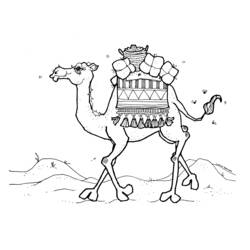 着色页: 单峰骆驼 (动物) #5947 - 免费可打印着色页