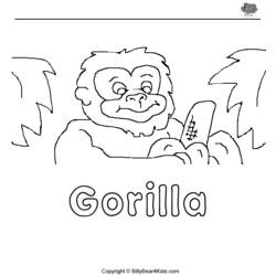 着色页: 大猩猩 (动物) #7554 - 免费可打印着色页