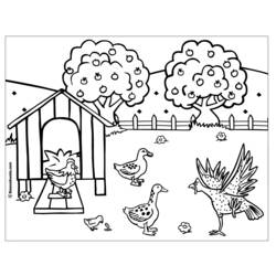 着色页: 母鸡 (动物) #17465 - 免费可打印着色页