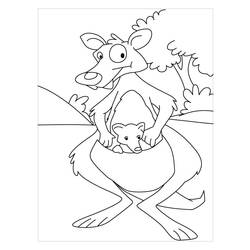 着色页: 袋鼠 (动物) #9258 - 免费可打印着色页
