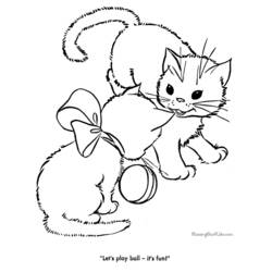 着色页: 小猫 (动物) #18092 - 免费可打印着色页