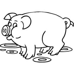 着色页: 猪 (动物) #3609 - 免费可打印着色页