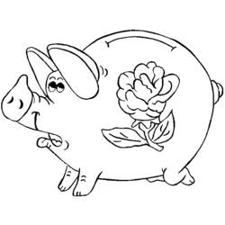 着色页: 猪 (动物) #3663 - 免费可打印着色页