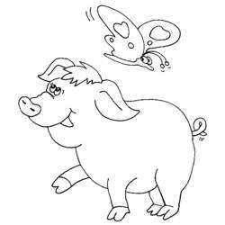 着色页: 猪 (动物) #3696 - 免费可打印着色页