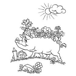 着色页: 猪肉 (动物) #17629 - 免费可打印着色页