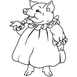 着色页: 猪肉 (动物) #17648 - 免费可打印着色页