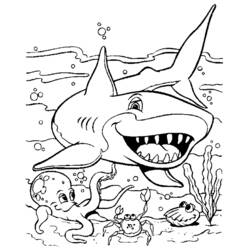 着色页: 鲨鱼 (动物) #14763 - 免费可打印着色页