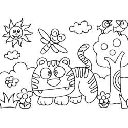 着色页: 老虎 (动物) #13745 - 免费可打印着色页