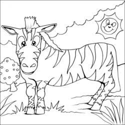 着色页: 斑马 (动物) #13005 - 免费可打印着色页