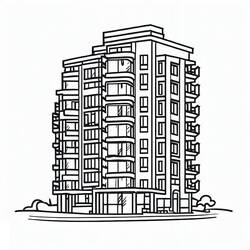 着色页: 公寓 (建筑和建筑学) #189292 - 免费可打印着色页