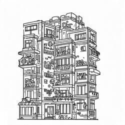 着色页: 公寓 (建筑和建筑学) #189302 - 免费可打印着色页