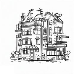 着色页: 公寓 (建筑和建筑学) #189303 - 免费可打印着色页
