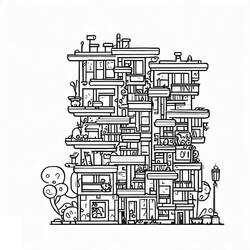 着色页: 公寓 (建筑和建筑学) #189305 - 免费可打印着色页