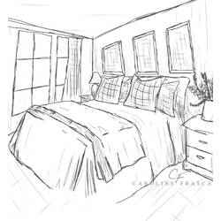 着色页: 卧室 (建筑和建筑) #66615 - 免费可打印着色页