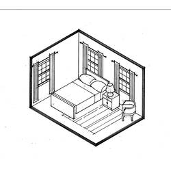 着色页: 卧室 (建筑和建筑) #66722 - 免费可打印着色页