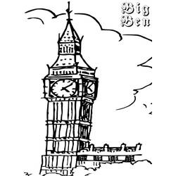 着色页: 大本钟 (建筑和建筑学) #184897 - 免费可打印着色页