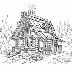 着色页: 小屋 - 免费可打印着色页