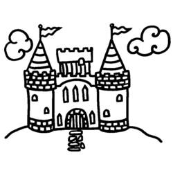着色页: 城堡 (建筑和建筑) #62033 - 免费可打印着色页