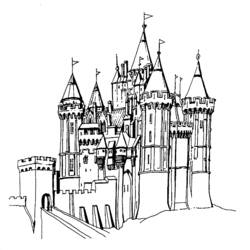 着色页: 城堡 (建筑和建筑) #62036 - 免费可打印着色页