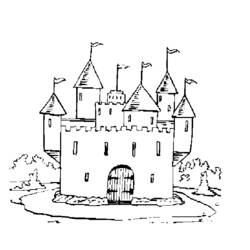 着色页: 城堡 (建筑和建筑) #62092 - 免费可打印着色页