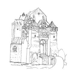 着色页: 城堡 (建筑和建筑) #62286 - 免费可打印着色页