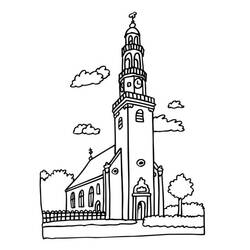 着色页: 教会 (建筑和建筑) #64152 - 免费可打印着色页