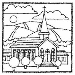 着色页: 教会 (建筑和建筑) #64157 - 免费可打印着色页