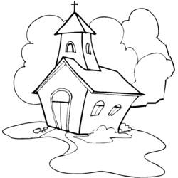 着色页: 教会 (建筑和建筑) #64177 - 免费可打印着色页