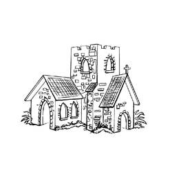 着色页: 教会 (建筑和建筑) #64308 - 免费可打印着色页