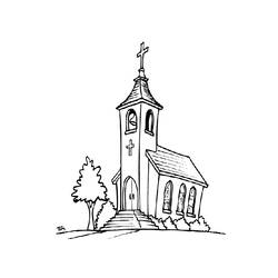 着色页: 教会 (建筑和建筑) #64345 - 免费可打印着色页