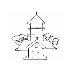 着色页: 教会 (建筑和建筑) #64357 - 免费可打印着色页
