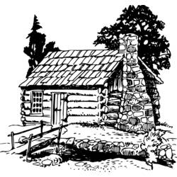 着色页: 木屋 (建筑和建筑) #169917 - 免费可打印着色页