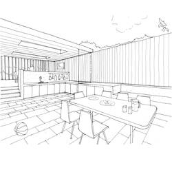 着色页: 餐厅 (建筑和建筑学) #66296 - 免费可打印着色页