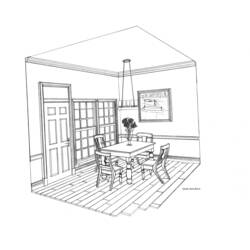 着色页: 餐厅 (建筑和建筑学) #66307 - 免费可打印着色页