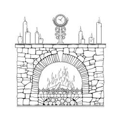 着色页: 壁炉 (建筑和建筑学) #217153 - 免费可打印着色页