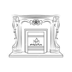 着色页: 壁炉 - 免费可打印着色页