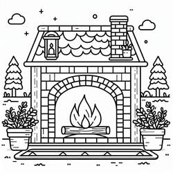 着色页: 壁炉 (建筑和建筑学) #217188 - 免费可打印着色页