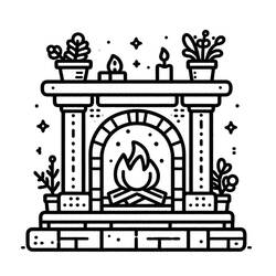 着色页: 壁炉 (建筑和建筑学) #217189 - 免费可打印着色页