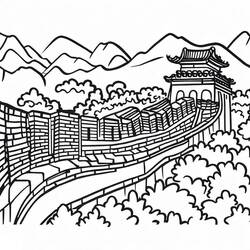 着色页: 长城 (建筑和建筑学) #190418 - 免费可打印着色页