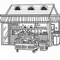 着色页: 杂货店 (建筑和建筑学) #192118 - 免费可打印着色页