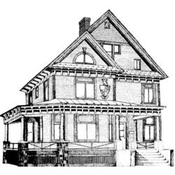 着色页: 房子 (建筑和建筑) #66590 - 免费可打印着色页