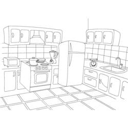 着色页: 厨房间 (建筑和建筑) #63517 - 免费可打印着色页