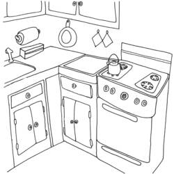 着色页: 厨房间 (建筑和建筑) #63518 - 免费可打印着色页