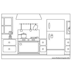 着色页: 厨房间 (建筑和建筑) #63520 - 免费可打印着色页