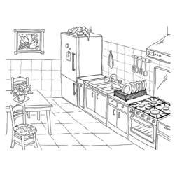 着色页: 厨房间 (建筑和建筑) #63534 - 免费可打印着色页