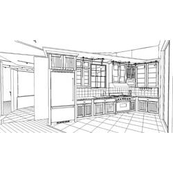 着色页: 厨房间 (建筑和建筑) #63552 - 免费可打印着色页