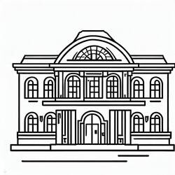 着色页: 图书馆 (建筑和建筑学) #191367 - 免费可打印着色页