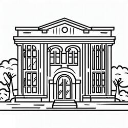 着色页: 图书馆 (建筑和建筑学) #191369 - 免费可打印着色页